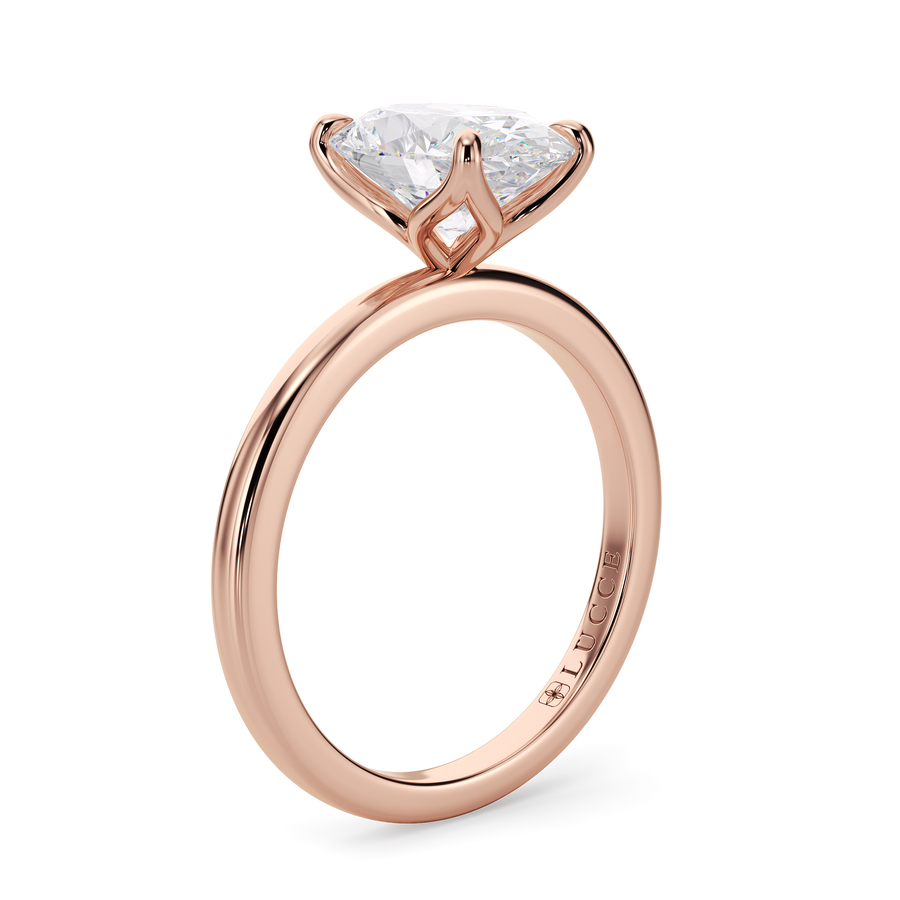 Load image into Gallery viewer, LUCCE Solitaire Oval Diamond Engagement Ring with Petal Prongs in Gold or Platinum

