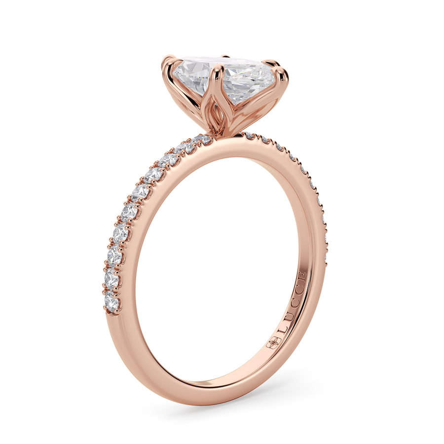 Load image into Gallery viewer, LUCCE Pavé Marquise Diamond Engagement Ring with Petal Prongs in Gold or Platinum
