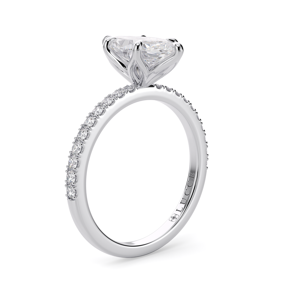 Load image into Gallery viewer, LUCCE Pavé Marquise Diamond Engagement Ring with Petal Prongs in Gold or Platinum
