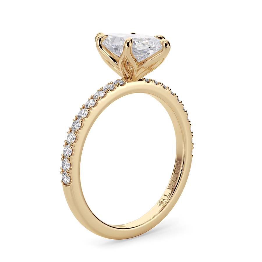 Load image into Gallery viewer, LUCCE Pavé Marquise Diamond Engagement Ring with Petal Prongs in Gold or Platinum
