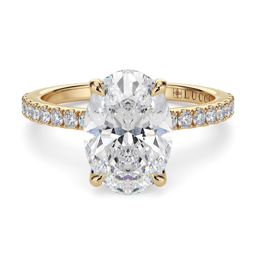 Load image into Gallery viewer, LUCCE LUCIA™ Pavé Oval Lab Diamond 1.00ct D VVS2 IGI 14K Yellow Gold
