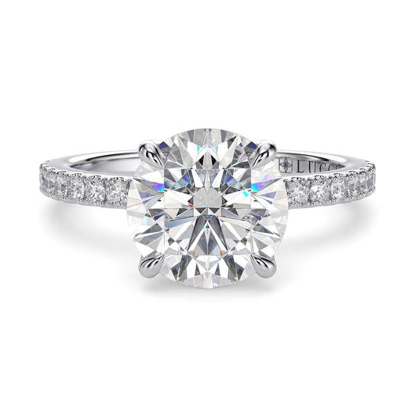 LUCCE LUCIA™ Pavé 4-Prong Round Celeste Moissanite 1.00ct 14K White Gold