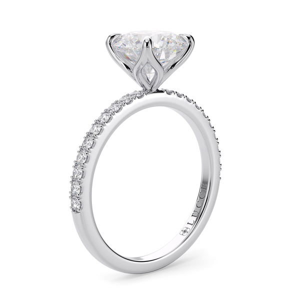 Lucce Lucia Pavé 4-Prong Round Moissanite