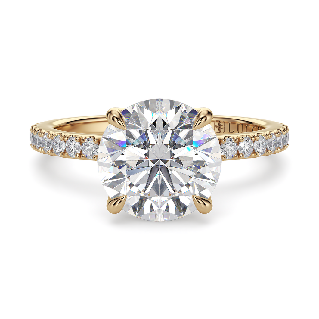 Lucce Lucia Pavé 4-Prong Round 1.00ct SUPERNOVA Moissanite 14K Yellow Gold