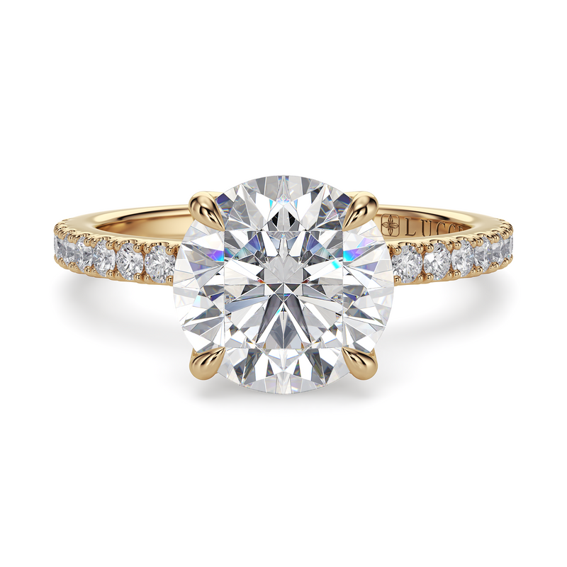 Lucce Lucia Pavé 4-Prong Round 1.00ct SUPERNOVA Moissanite 14K Yellow Gold