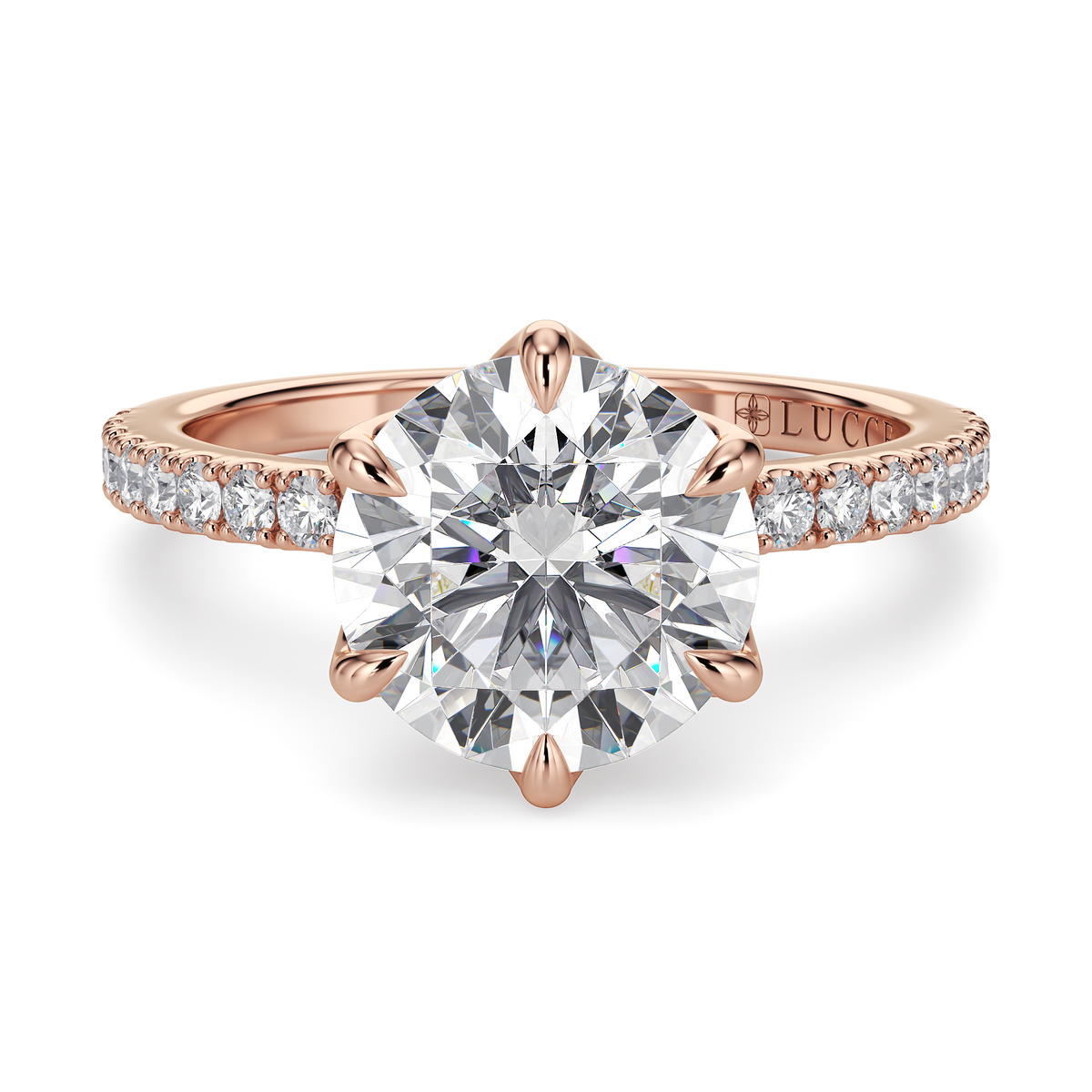 Load image into Gallery viewer, LUCCE LUCIA™ Pavé 6-Prong Round Diamond
