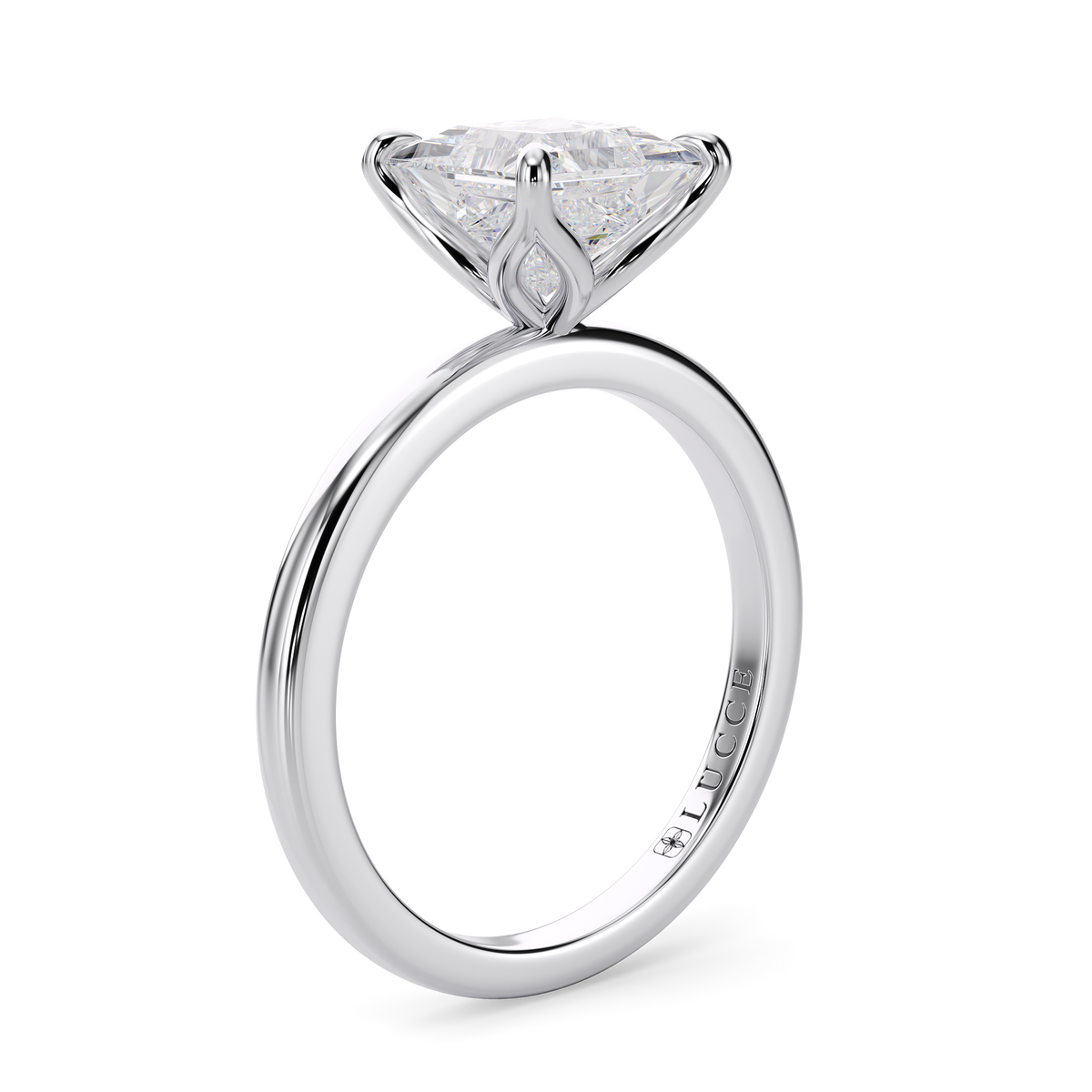 Load image into Gallery viewer, LUCCE Solitaire Cushion Diamond Engagement Ring with Petal Prongs in Gold or Platinum

