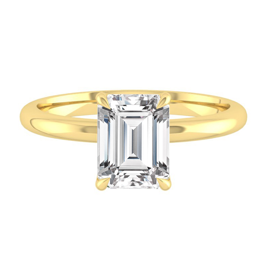 Emerald Solitaire Diamond Engagement ring with Gold or Platinum band and petals Manila Philippines