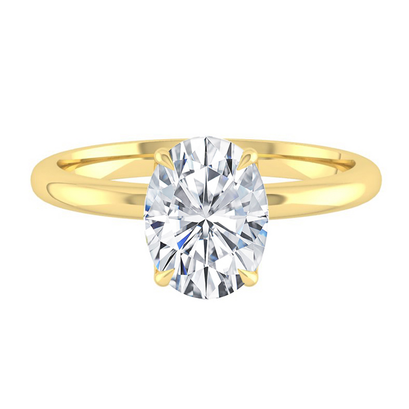 Oval Solitaire Diamond Engagement ring with Gold or Platinum band and petals Manila Philippines