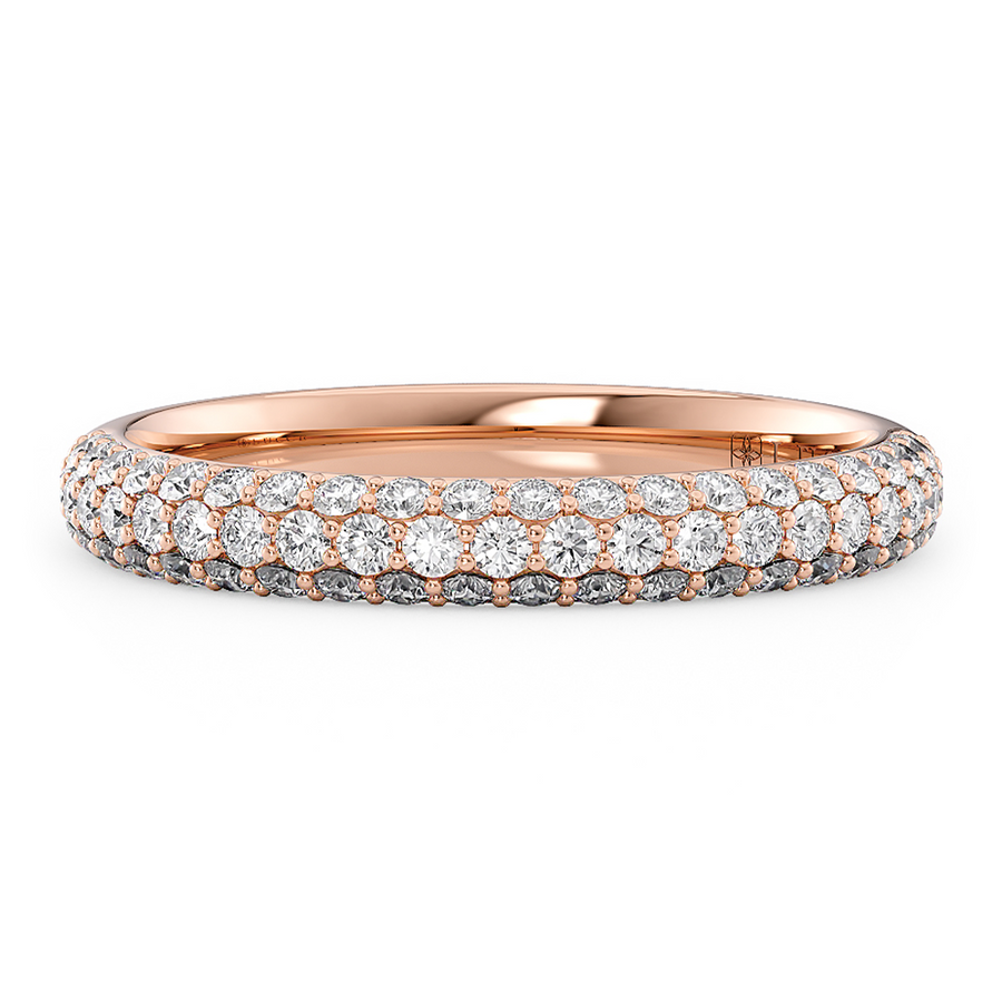 Load image into Gallery viewer, LUCCE Tri-row Diamond Pave Wedding Band in Gold or Platinum
