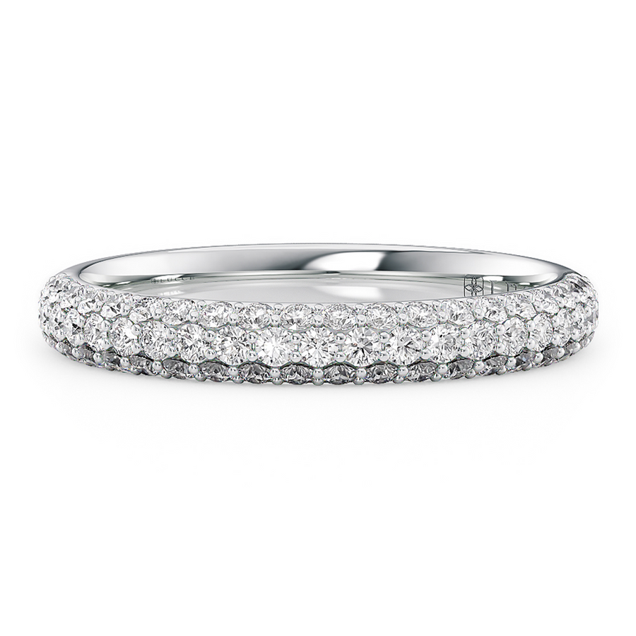 Load image into Gallery viewer, LUCCE Tri-row Diamond Pave Wedding Band in Gold or Platinum
