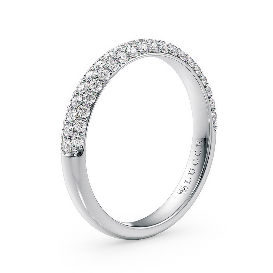 Load image into Gallery viewer, LUCCE Tri-row Diamond Pave Wedding Band in Gold or Platinum
