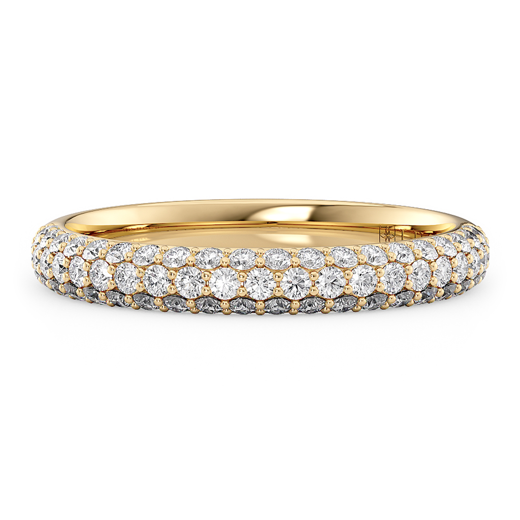 Load image into Gallery viewer, LUCCE Tri-row Diamond Pave Wedding Band in Gold or Platinum
