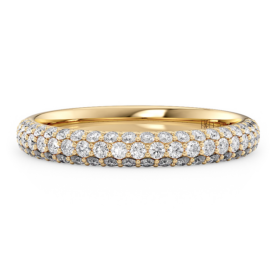Load image into Gallery viewer, LUCCE Tri-row Diamond Pave Wedding Band in Gold or Platinum
