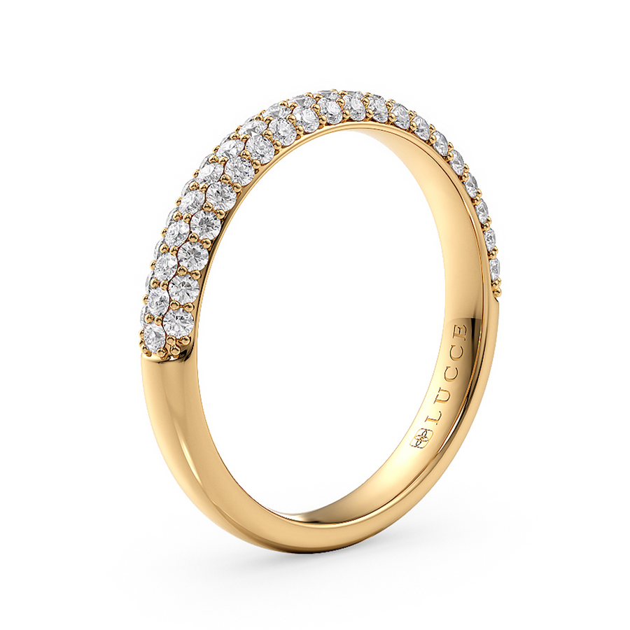 Load image into Gallery viewer, LUCCE Tri-row Diamond Pave Wedding Band in Gold or Platinum
