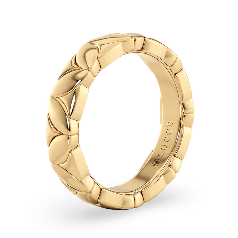 Load image into Gallery viewer, LUCCE Carved Marquise Texture with Polished Finish Unisex Wedding Ring in Gold or Platinum
