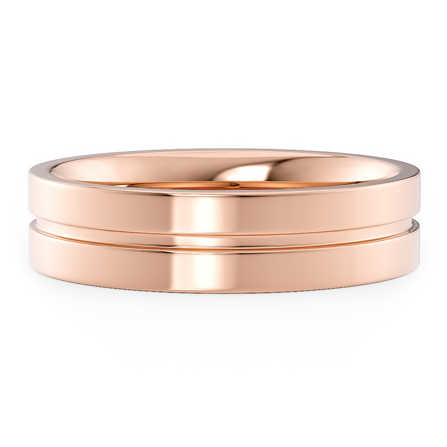 Load image into Gallery viewer, LUCCE Simple Flat Court Band with Groove Unisex Wedding Band with Brushed or Polished Finish in Gold or Platinum
