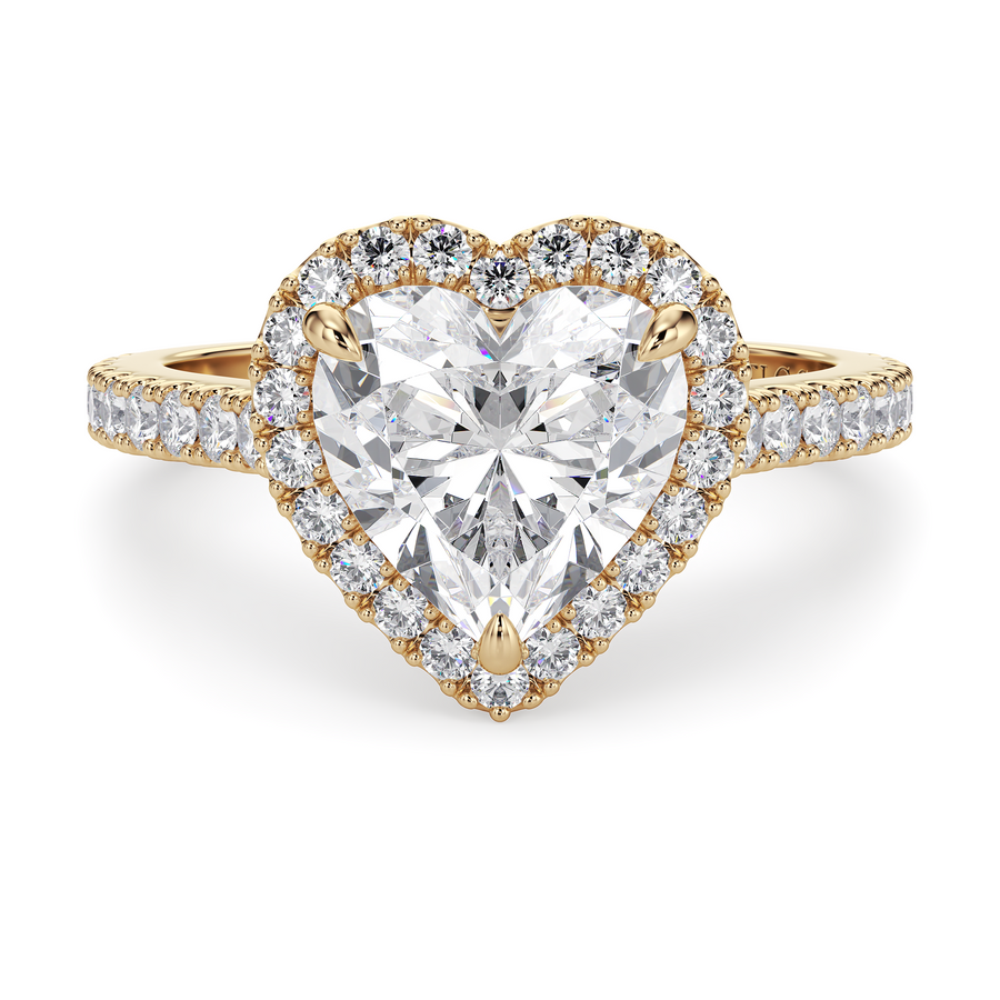 Load image into Gallery viewer, LUCCE Pavé Cathedral Heart Diamond with Halo and Hidden Accents Engagement Ring in Gold or Platinum
