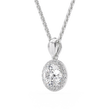 Load image into Gallery viewer, LUCCE Round cut Diamond necklace with Halo Pendant Necklace in Gold or Platinum
