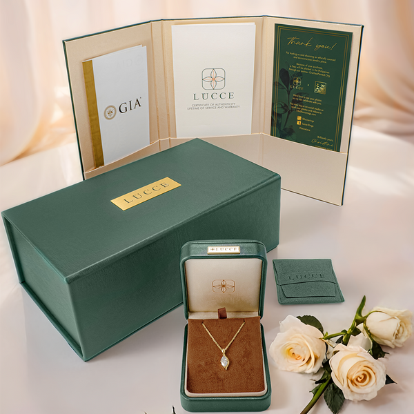 Lucce Constance Solitaire Oval Necklace Natural Diamond 0.30CT D VVS2 GIA 18K White Gold