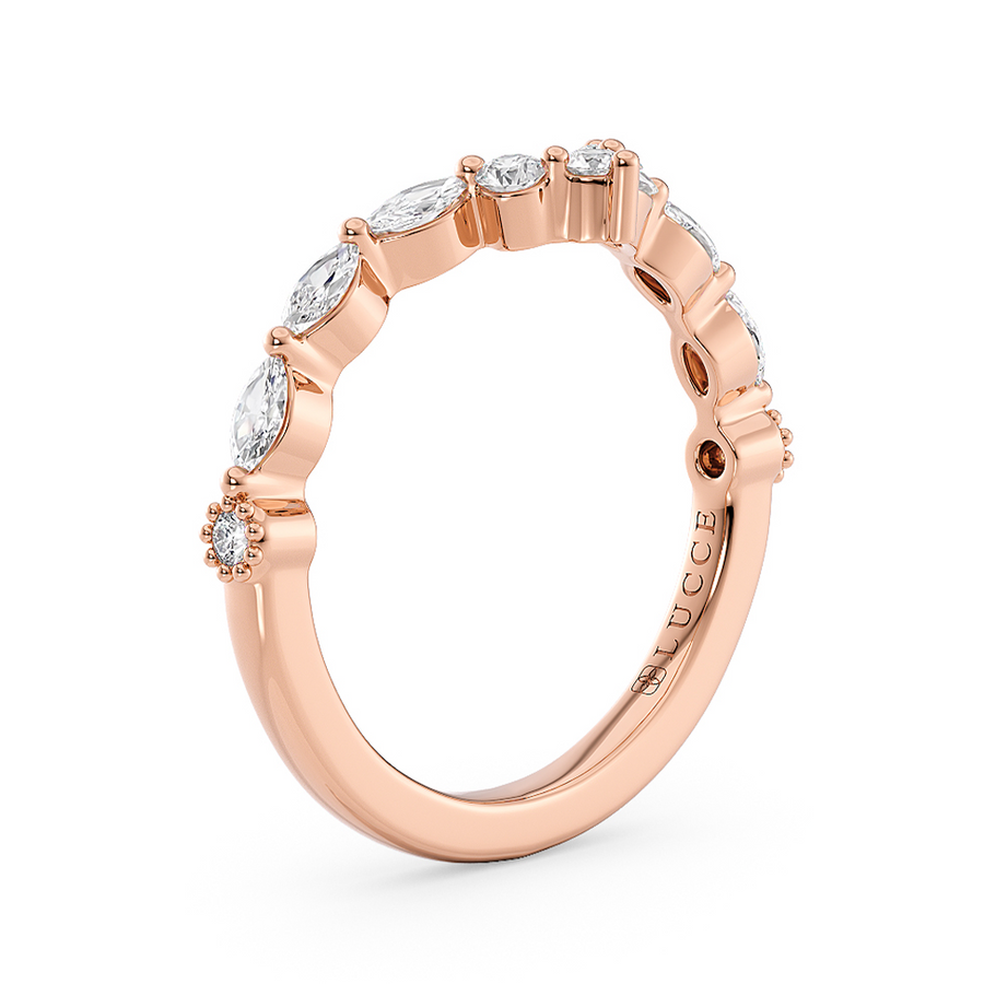Load image into Gallery viewer, LUCCE Alternating Marquise and Round Diamond Chevron Wedding Ring in Gold or Platinum
