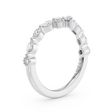 Load image into Gallery viewer, LUCCE Alternating Marquise and Round Diamond Chevron Wedding Ring in Gold or Platinum
