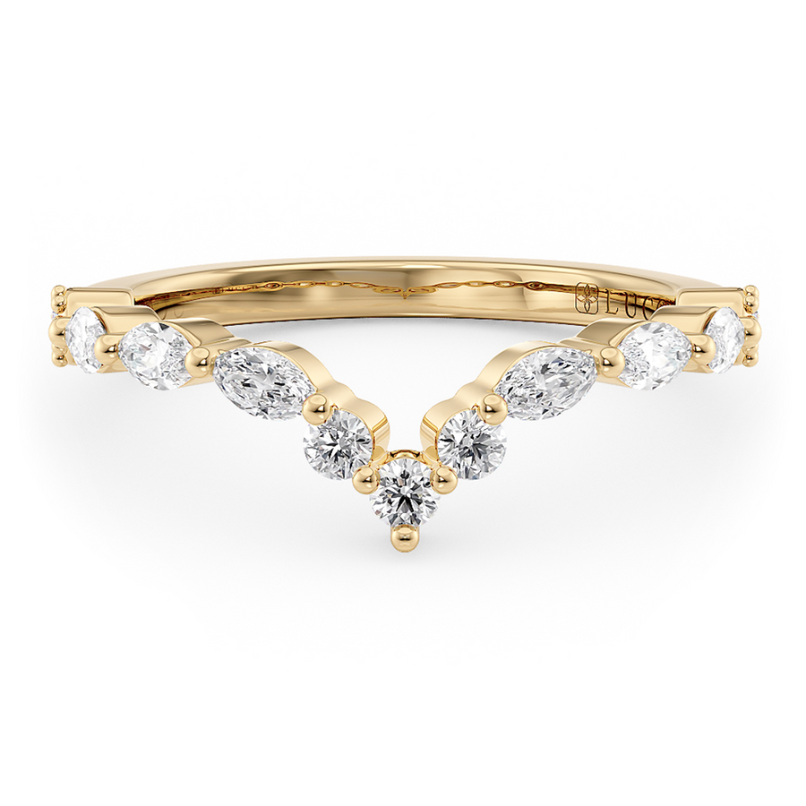 Load image into Gallery viewer, LUCCE Alternating Marquise and Round Diamond Chevron Wedding Ring in Gold or Platinum
