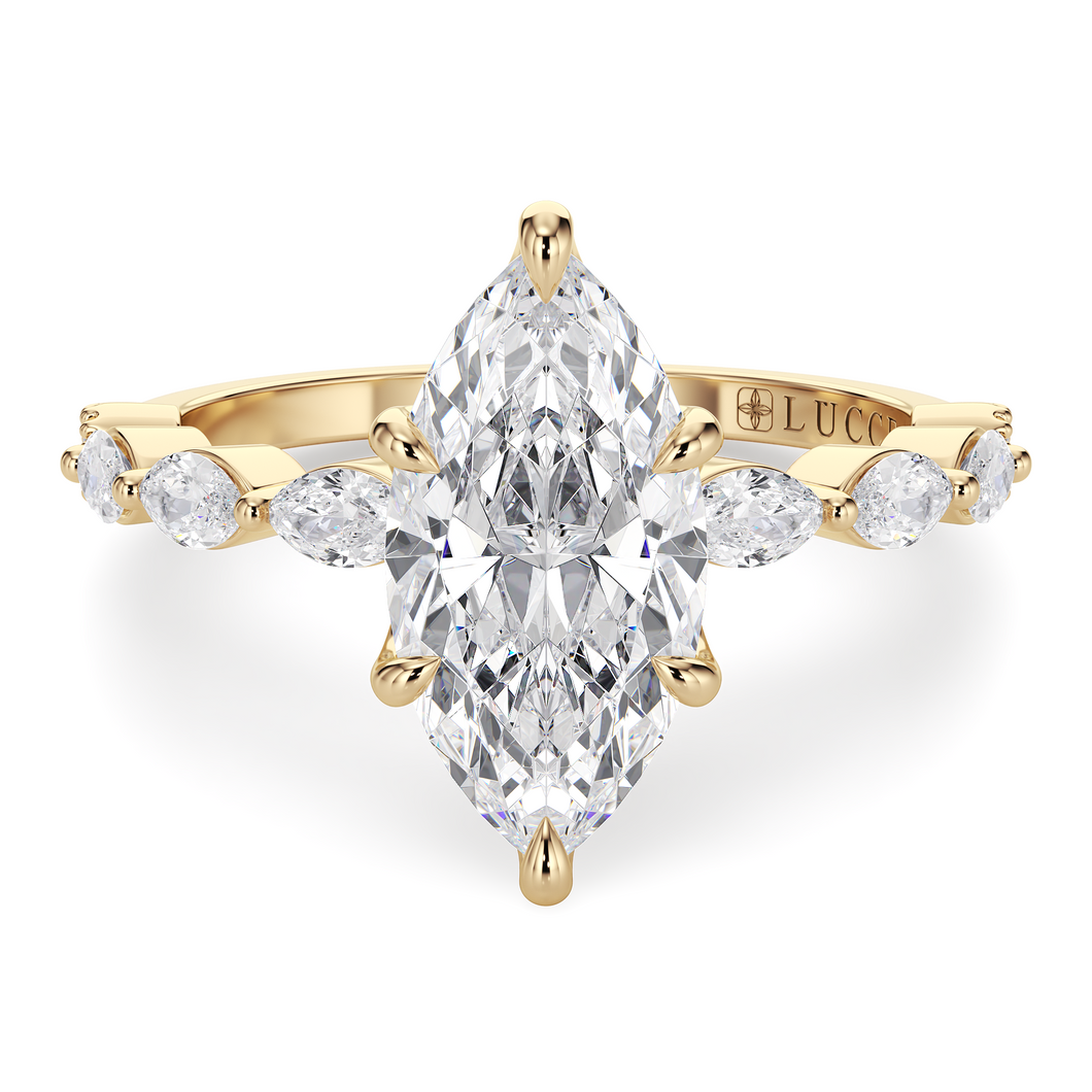 Lucce Paula Marquise Lab Diamond 0.50ct F VVS2 VG IGI 14K Yellow Gold