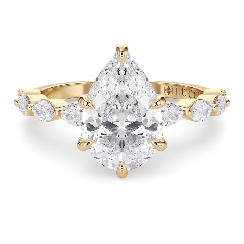 Lucce Paula Pear Natural Diamond 1.00ct I VS2 GIA 18K Yellow Gold