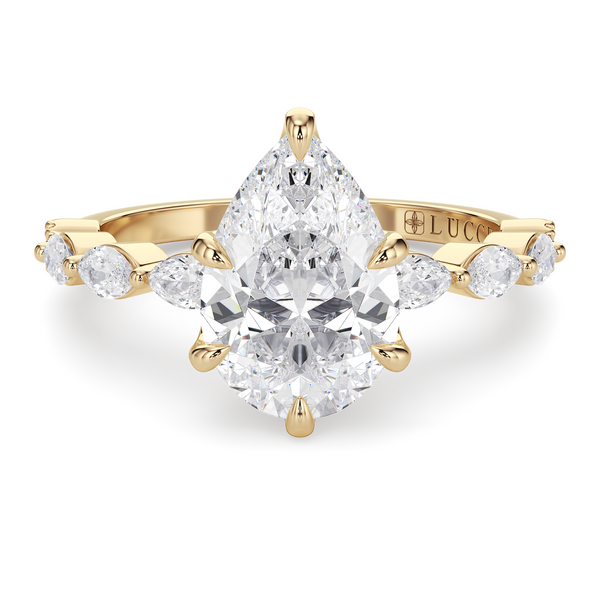 LUCCE MARCHESA™ Pear Natural Diamond 1.01ct H VS1 GIA 18K Yellow Gold