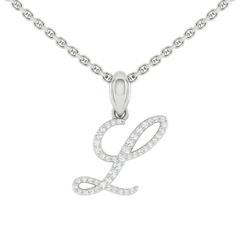 Personalized Necklace "L" Lab Diamond 14K White Gold