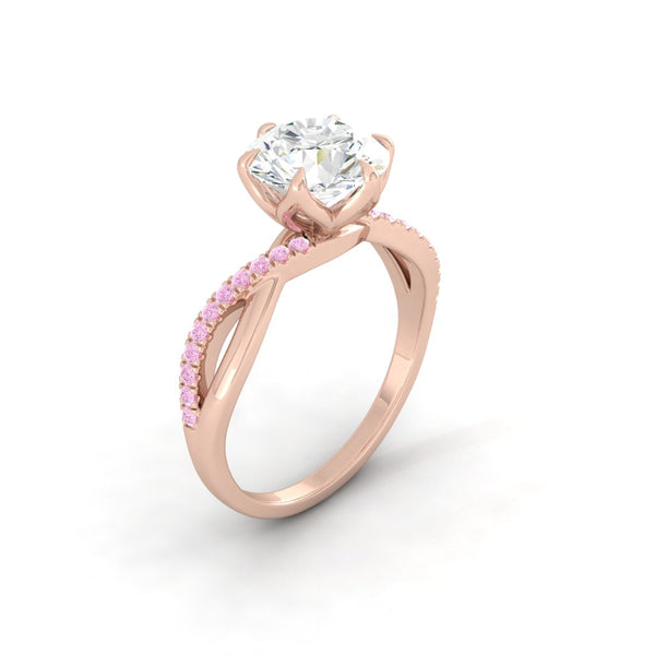 Moissanite Engagement Ring with Pink Diamond Band in the Philippines