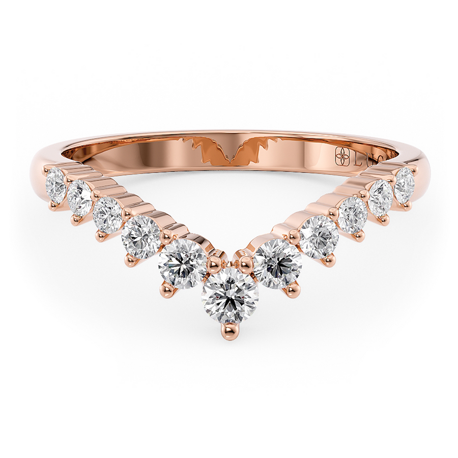 Load image into Gallery viewer, LUCCE Chevron Round Diamond Wedding Ring in Gold or Platinum
