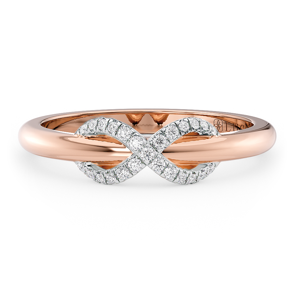 Load image into Gallery viewer, LUCCE Two Tone Infinity Pavé Promise or Female Wedding Band in Gold or Platinum
