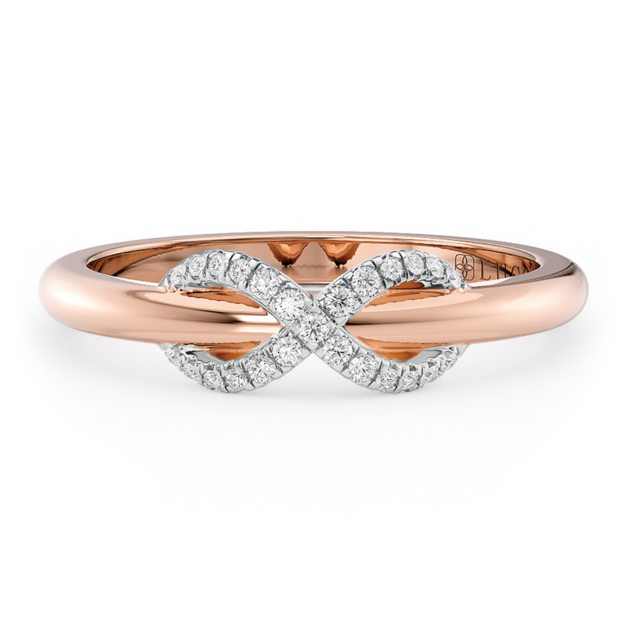 Load image into Gallery viewer, LUCCE Two Tone Infinity Pavé Promise or Female Wedding Band in Gold or Platinum
