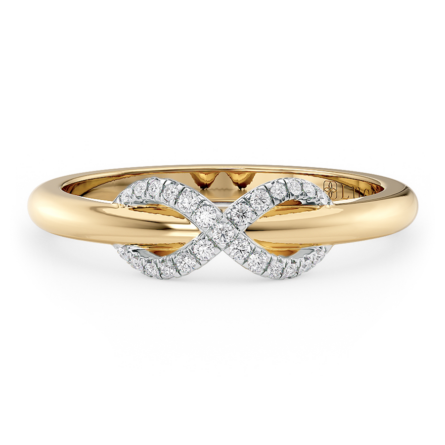 Load image into Gallery viewer, LUCCE Two Tone Infinity Pavé Promise or Female Wedding Band in Gold or Platinum
