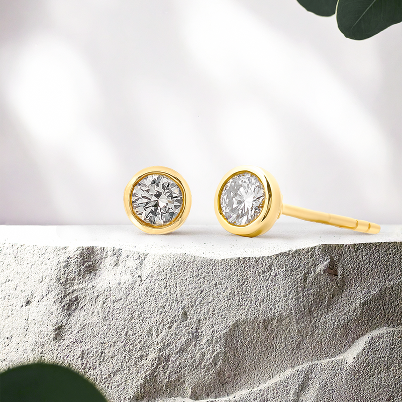 Lucce Carla Round Earrings Natural Diamond 0.20CTW 18K Yellow Gold