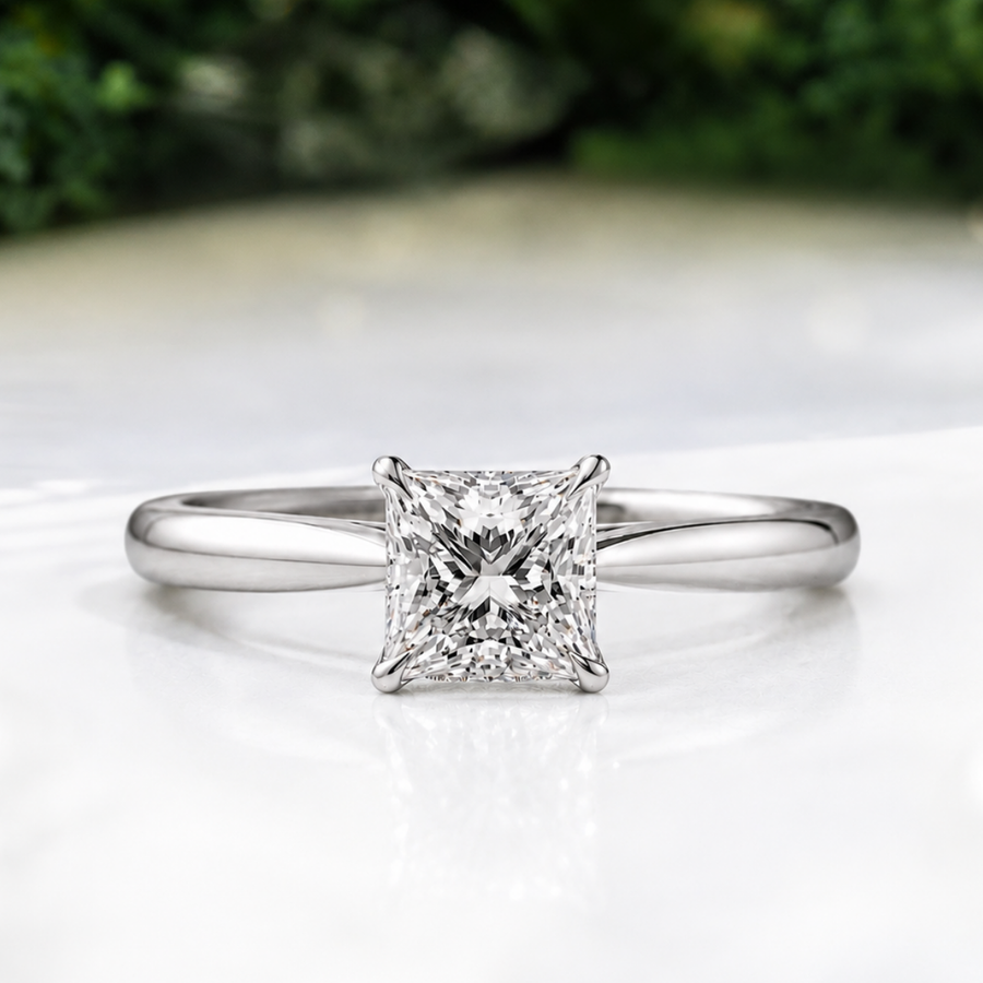 Load image into Gallery viewer, LUCCE AZALEA™ Princess Natural Diamond 1.02ct I VS2 GIA 18K White Gold
