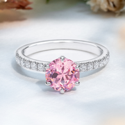 LUCCE LUCIA™ Pavé 6-Prong Round AURORA™ Pink Sapphire 1.00ct 14K White Gold