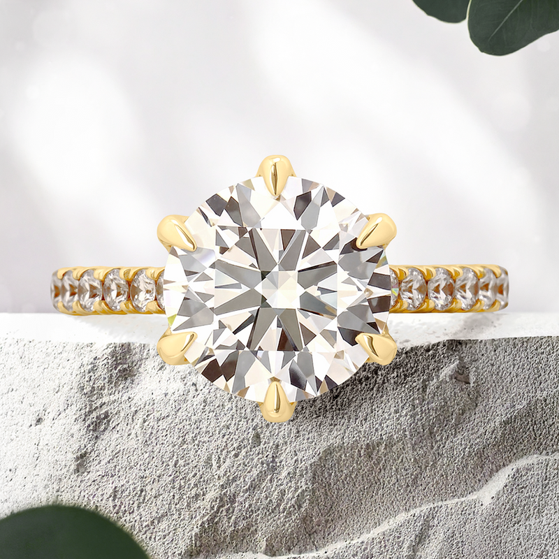 Lucce Azalea Pavé Round Lab Diamond 3.01ct D VS1 Id IGI 18K Yellow Gold