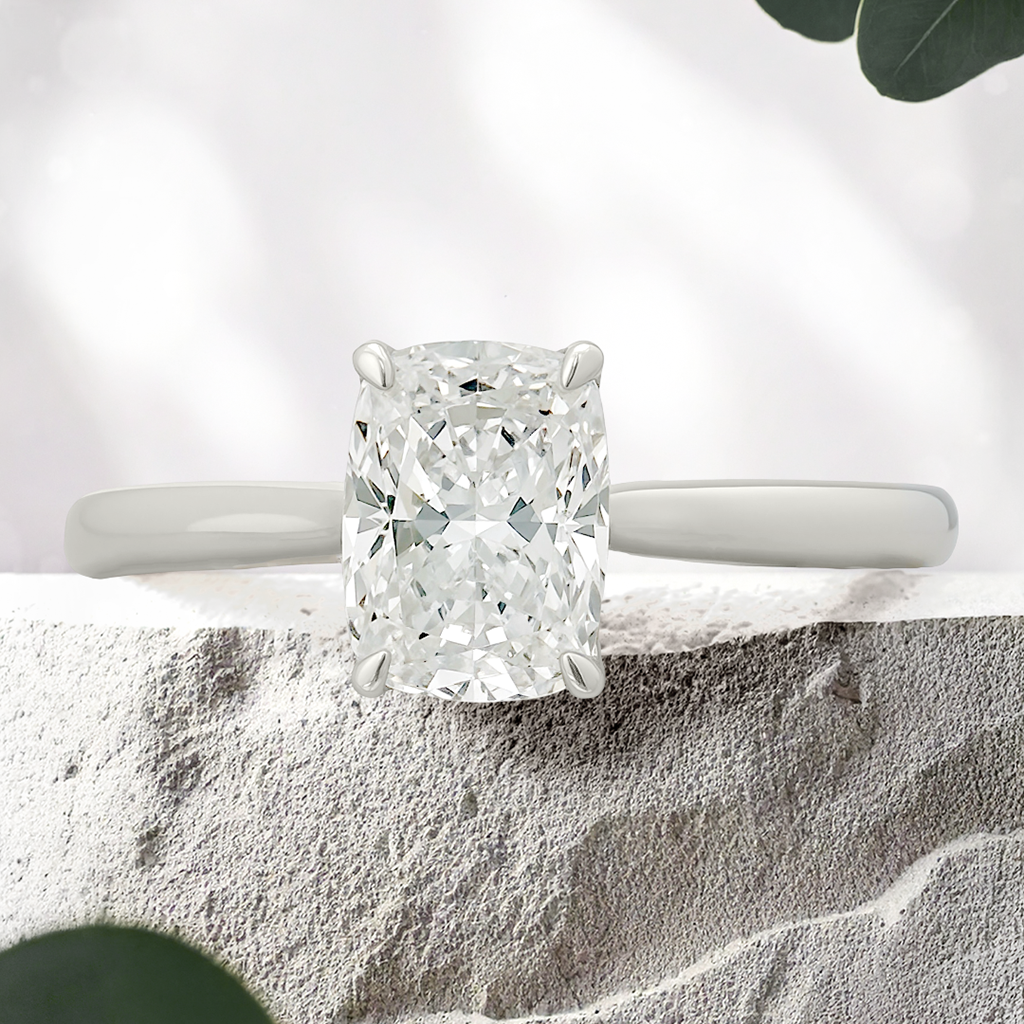 Lucce Azalea Cushion Lab Diamond 1.00ct D VVS2 Ex IGI 14K White Gold