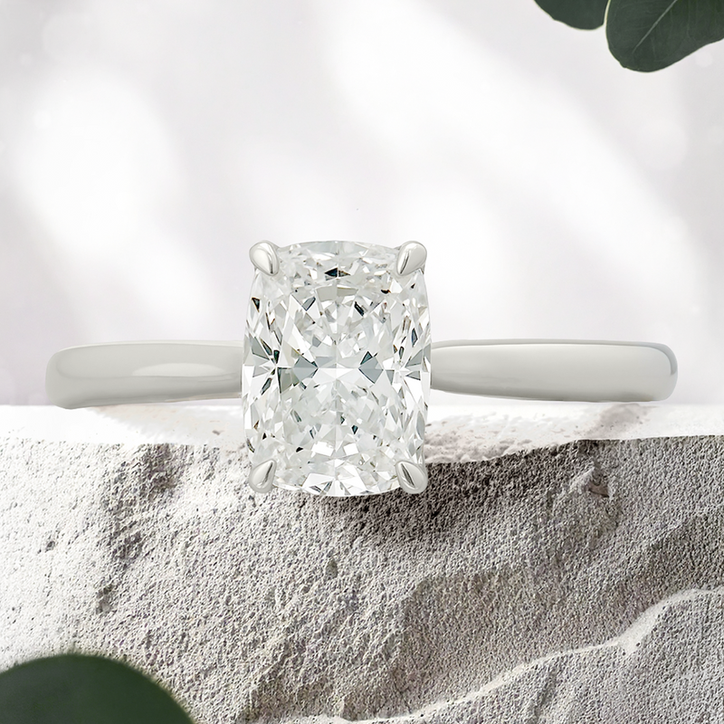 Lucce Azalea Cushion Lab Diamond 1.00ct D VVS2 Ex IGI 14K White Gold