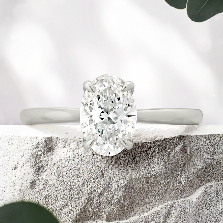 Load image into Gallery viewer, LUCCE AZALEA™ 4-Prong Oval Lab Diamond 1.02ct E VVS2 IGI 14K White Gold
