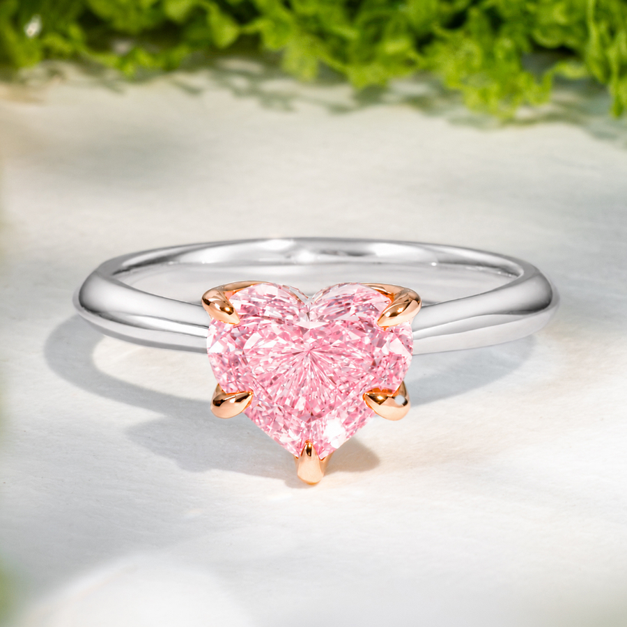 Load image into Gallery viewer, LUCCE ECUADORIAN™ Heart ROSÉ™ Pink Lab Diamond 2.01ct Fancy Intense Pink VS1 IGI Platinum and 18K Rose Gold Prongs

