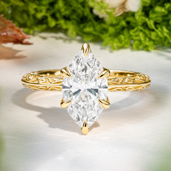LUCCE ECUADORIAN™ Fili Marquise Lab Diamond 2.01ct D VS1 IGI 18K Yellow Gold