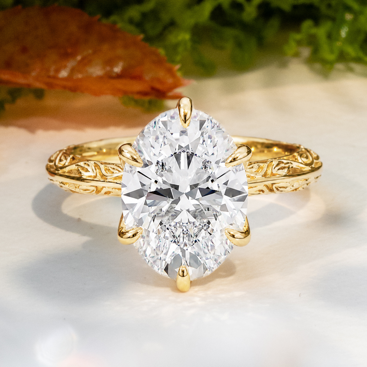 Load image into Gallery viewer, LUCCE ECUADORIAN™ Fili Oval Lab Diamond 4.08ct D VS1 IGI 18K Yellow Gold
