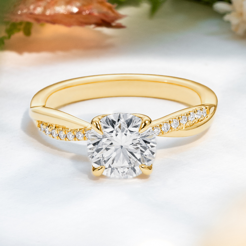 LUCCE FIORE™ Round Lab Diamond 1.52ct D VS1 Id IGI 18K Yellow Gold