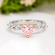 LUCCE CONSTANCE™ Petal Heart ROSÉ™ Pink Lab Diamond 1.03ct Fancy Intense Pink VVS2 IGI Platinum and 18K Rose Gold Prongs
