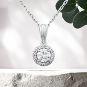 LUCCE MONTEVALLE™ Round Necklace Lab Diamond 0.72ctw (0.51ct D VVS2 Id IGI Center Stone) 14K White Gold