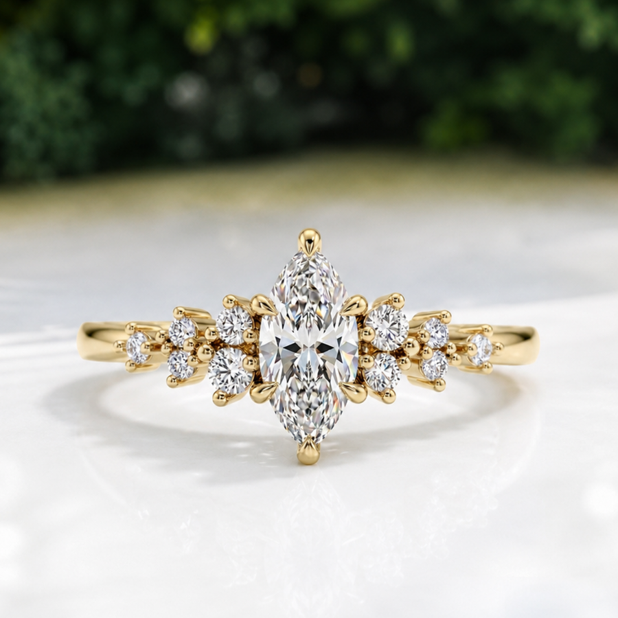 Load image into Gallery viewer, LUCCE ELLIA™ Marquise Natural Diamond 0.50ct I VS1 GIA 18K Yellow Gold
